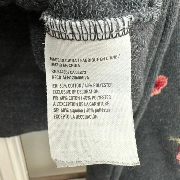 American Eagle Y2K Grey/Blue Cropped Floral Embroidery Sweatshirt Size Small S - Picture 10 of 11